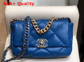 Chanel 19 Flap Bag in Electronic Blue Lambskin AS1160 Replica