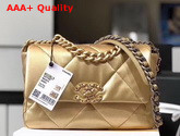 Chanel 19 Flap Bag in Gold Lambskin AS1160 Replica