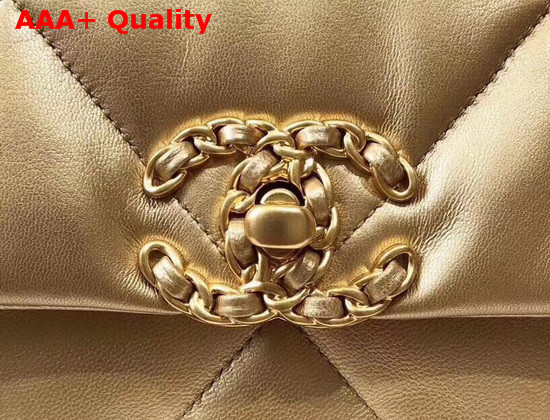 Chanel 19 Flap Bag in Gold Lambskin AS1160 Replica