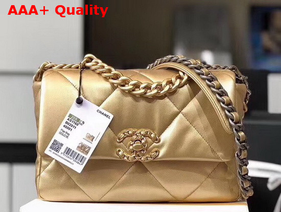 Chanel 19 Flap Bag in Gold Lambskin AS1160 Replica