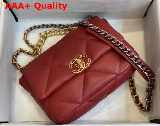 Chanel 19 Flap Bag in Red Lambskin AS1160 Replica