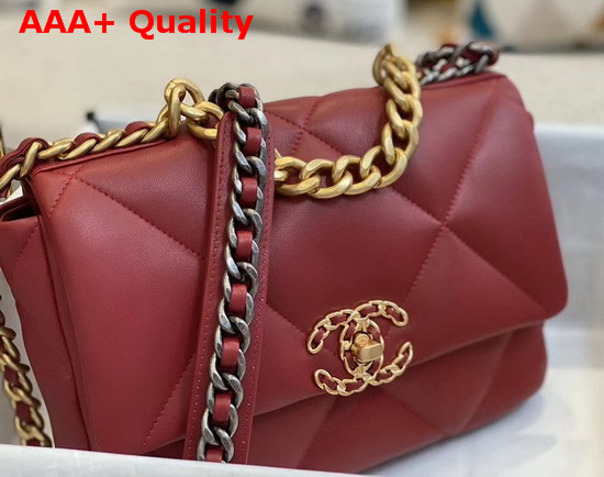 Chanel 19 Flap Bag in Red Lambskin AS1160 Replica