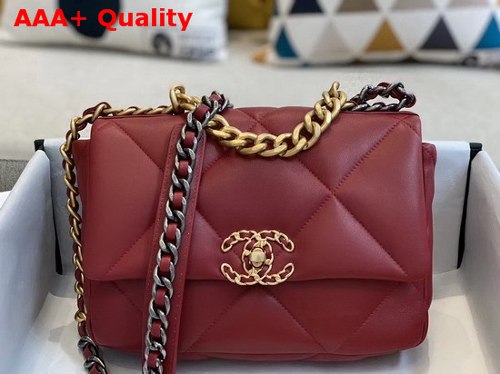 Chanel 19 Flap Bag in Red Lambskin AS1160 Replica