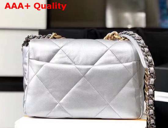 Chanel 19 Flap Bag in Silver Lambskin AS1160 Replica