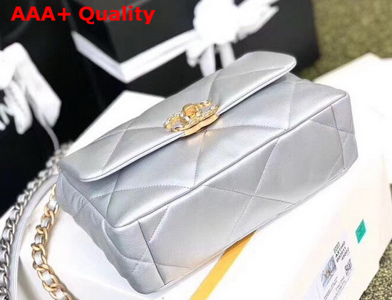 Chanel 19 Flap Bag in Silver Lambskin AS1160 Replica