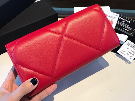 Chanel 19 Flap Wallet in Red Lambskin AP0953