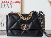 Chanel 19 Handbag Lambskin Gold Tone Silver Tone Ruthenium Finish Metal Black Ref AS1160 Replica