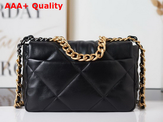 Chanel 19 Handbag Lambskin Gold Tone Silver Tone Ruthenium Finish Metal Black Ref AS1160 Replica