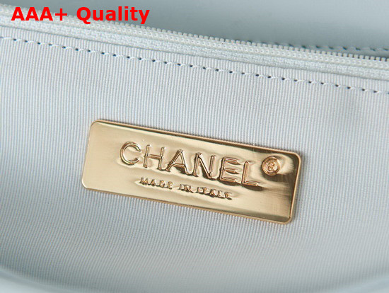 Chanel 19 Handbag Lambskin Gold Tone Silver Tone Ruthenium Finish Metal Light Blue Ref AS1160 Replica