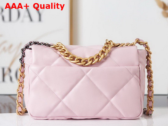 Chanel 19 Handbag Lambskin Gold Tone Silver Tone Ruthenium Finish Metal Light Pink Ref AS1160 Replica