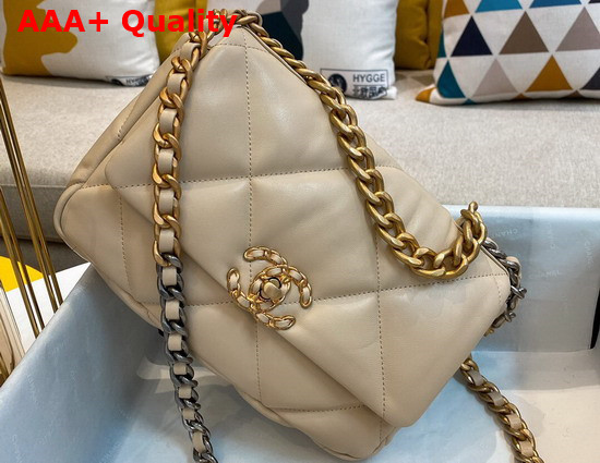 Chanel 19 Handbag in Beige Lambskin AS1160 Replica