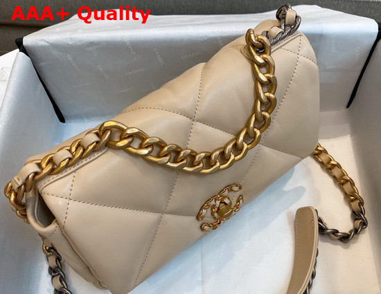 Chanel 19 Handbag in Beige Lambskin AS1160 Replica