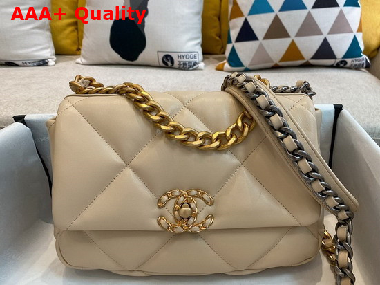 Chanel 19 Handbag in Beige Lambskin AS1160 Replica