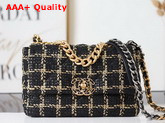 Chanel 19 Handbag in Black and Gold Tweed Replica