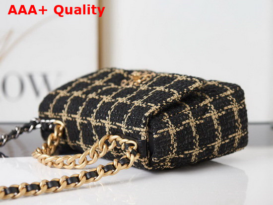 Chanel 19 Handbag in Black and Gold Tweed Replica