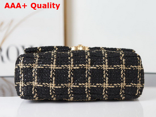 Chanel 19 Handbag in Black and Gold Tweed Replica