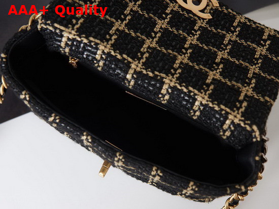 Chanel 19 Handbag in Black and Gold Tweed Replica