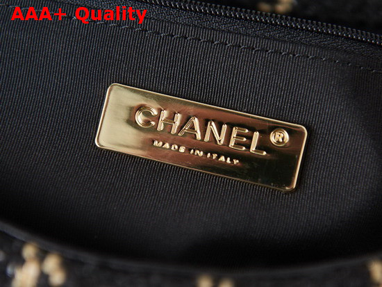 Chanel 19 Handbag in Black and Gold Tweed Replica