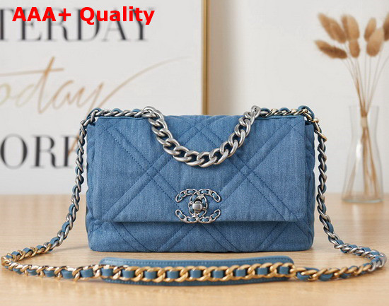 Chanel 19 Handbag in Blue Denim Replica