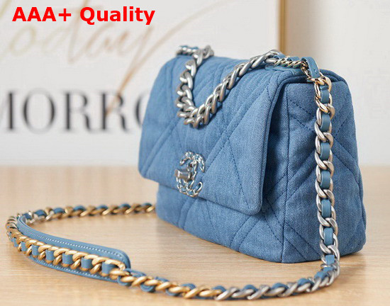 Chanel 19 Handbag in Blue Denim Replica