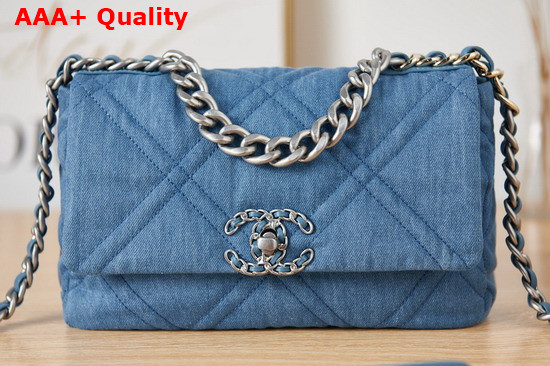 Chanel 19 Handbag in Blue Denim Replica