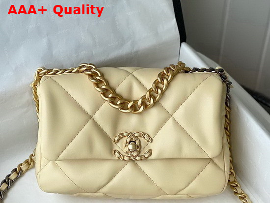 Chanel 19 Handbag in Cream Lambskin AS1160 Replica