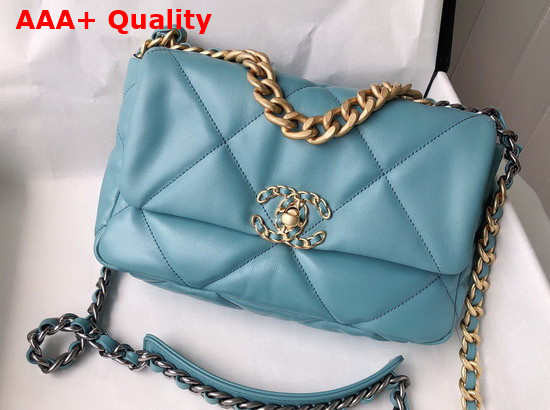 Chanel 19 Handbag in Light Blue Lambskin AS1160 Replica