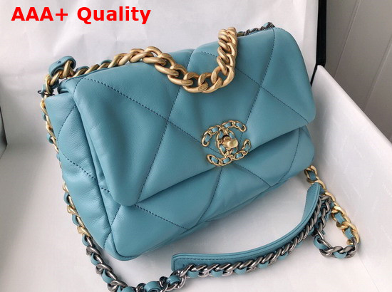 Chanel 19 Handbag in Light Blue Lambskin AS1160 Replica