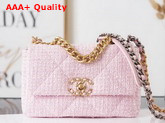 Chanel 19 Handbag in Light Pink Tweed Replica