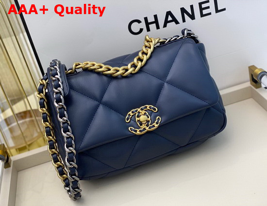 Chanel 19 Handbag in Navy Blue Lambskin AS1160 Replica