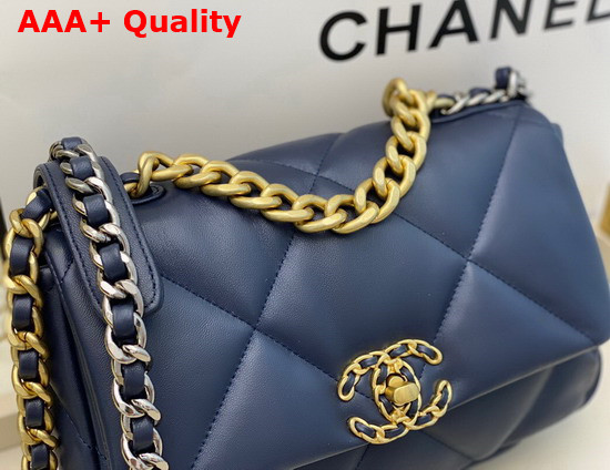 Chanel 19 Handbag in Navy Blue Lambskin AS1160 Replica