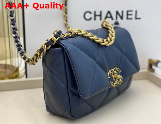 Chanel 19 Handbag in Navy Blue Lambskin AS1160 Replica