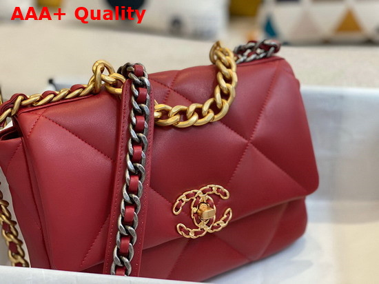 Chanel 19 Handbag in Red Lambskin AS1160 Replica