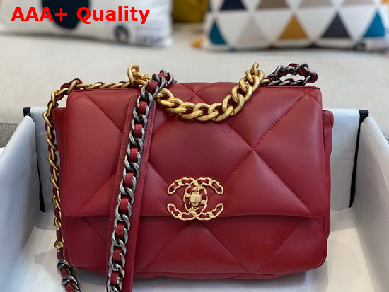 Chanel 19 Handbag in Red Lambskin AS1160 Replica