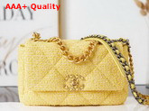 Chanel 19 Handbag in Yellow Tweed Replica