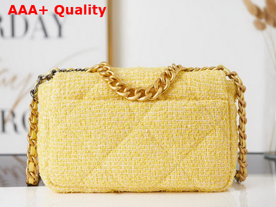 Chanel 19 Handbag in Yellow Tweed Replica