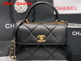 Chanel 19 Handbag with Top Handle in Black Lambskin with Gold Hardware Replica