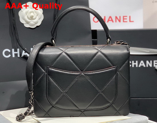 Chanel 19 Handbag with Top Handle in Black Lambskin with Silver Hardware Replica