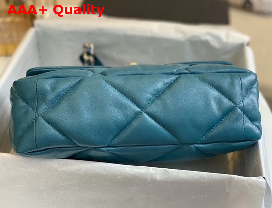 Chanel 19 Large Flap Bag Lambskin Gold Tone Silver Tone and Ruthenium Finish Metal Blue AS1161 Replica