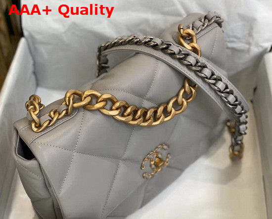 Chanel 19 Large Flap Bag Lambskin Gold Tone Silver Tone and Ruthenium Finish Metal Grey AS1161 Replica