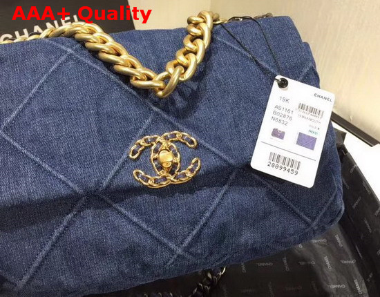 Chanel 19 Large Flap Bag in Blue Denim AS1161 Replica