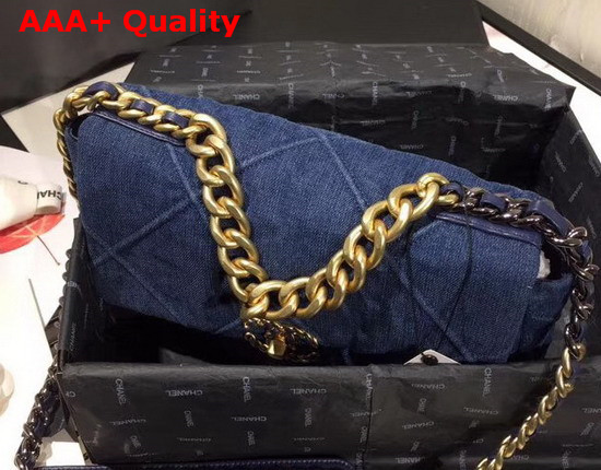 Chanel 19 Large Flap Bag in Blue Denim AS1161 Replica