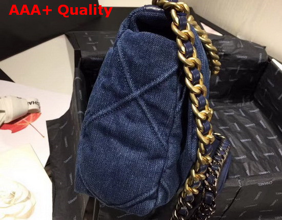 Chanel 19 Large Flap Bag in Blue Denim AS1161 Replica