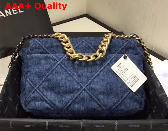 Chanel 19 Large Flap Bag in Blue Denim AS1161 Replica