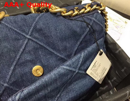 Chanel 19 Large Flap Bag in Blue Denim AS1161 Replica