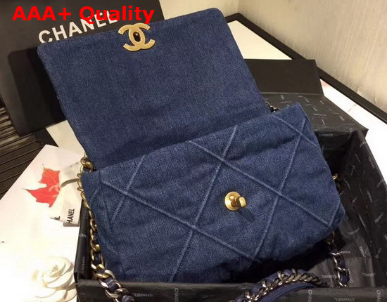 Chanel 19 Large Flap Bag in Blue Denim AS1161 Replica