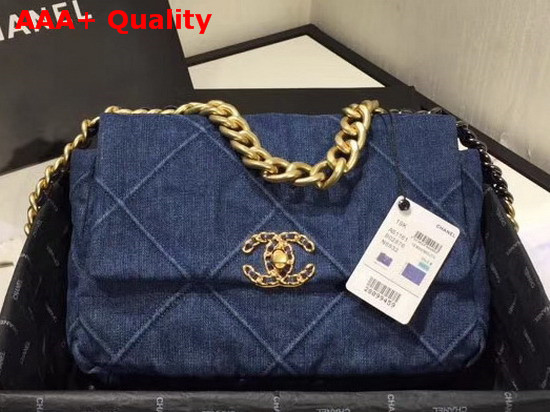 Chanel 19 Large Flap Bag in Blue Denim AS1161 Replica