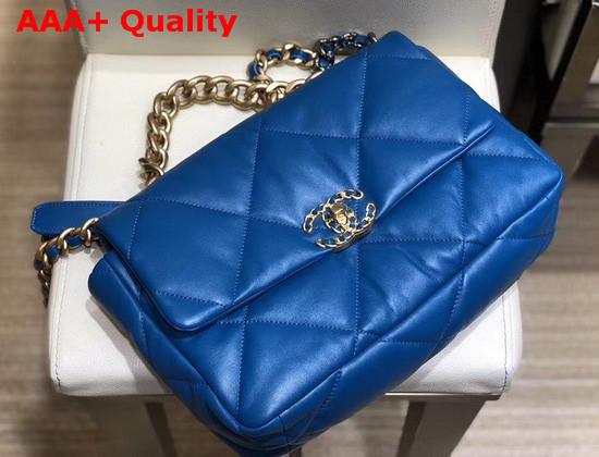 Chanel 19 Large Flap Bag in Electronic Blue Lambskin AS1161 Replica