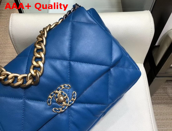 Chanel 19 Large Flap Bag in Electronic Blue Lambskin AS1161 Replica