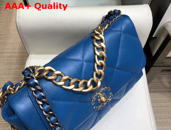 Chanel 19 Large Flap Bag in Electronic Blue Lambskin AS1161 Replica